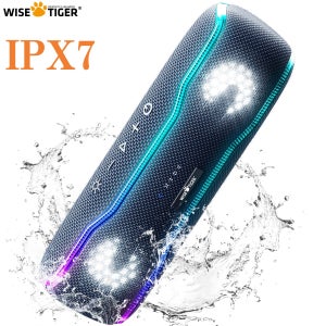 WISETIGER 블루투스 스피커 야외 IPX7 방수 25W BT5.3 라우드 스피커 멋진 펄스 EQ 조명이있는 스테레오 서라운드 스피커