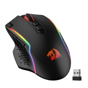 Redragon M810 Pro 무선 게이밍 마우스, 10000 DPI 유선 게이머 마우스(래피드 파이어 키 포함), 8개의 매크로 버튼, 블랙/화이트 마우스