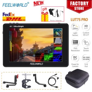 FEELWORLD LUT7S PRO DSLR 카메라 필드 모니터, 매우 밝은 3D LUT 터치 스크린, 4K HDMI 3G-SDI 입력 출력, 7 인치, 2200nits, 신제품