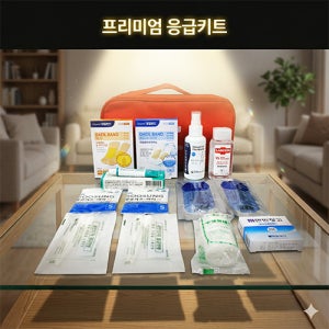 대일밴드 프리미엄 24매 + 연고 + 반창고 + 면봉 + 거즈 + 붕대 + 에탄올스프레이 + 알콜스틱스왑 + 손소독제겔 + 구 판촉물 제작 전문~생활용품~구급함