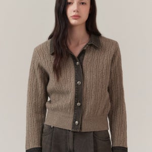 [MICHAA] 데님 카라 울 가디건 [MIPAKCD600]