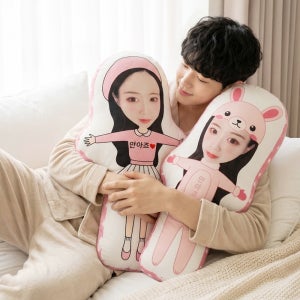 커플 선물 🩷 얼굴 사진 안아줘 대두 인형 포토 쿠션 여자친구, 디어하츠(Dear Hearts)
