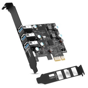 PCIE 3포트 USB3.0 컨버터, 1포트 USB3.1 타입-C PCI 익스프레스 확장 카드 (Mac Pro, Fresco FL1100용, 전원 공급 불필요)