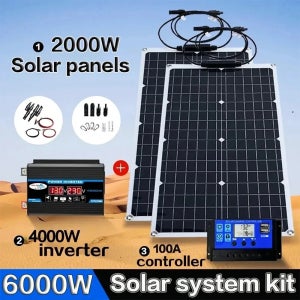 2000W 올인원 태양광 키트 |   4000-6000W 인버터 및 유연한 패널 |   가정용, 캠핑용, 오프그리드 전원용 110V/220V 출력