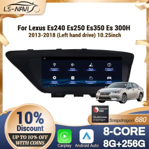 10.25인치 렉서스 ES240 ES250 ES350 ES 300H 2013-2018용 카 라디오 무선 CarPlay 안드로이드 13 멀티미디어 스냅드래곤 680 스크린