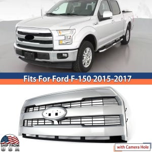 2015 2016 2017 포드 F150 F-150용 라리어트 스타일 프론트 범퍼 그릴, 카메라 구멍이 있는 전면 라디에이터 메쉬 그릴, 8가지 색상 선택 가능