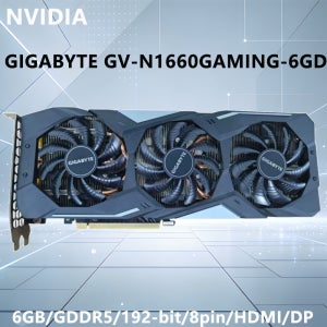 GTX 1660 6GB 그래픽 카드 GIGABYTE GV-N1660GAMING-6GD GPU 지원 6GB GDDR5 192비트 8핀 HDMI DP 데스크탑 PC용 트리플 팬
