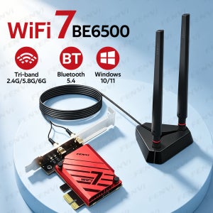 fenvi BE6500 WIFI 7 PCIE 무선 네트워크 어댑터 블루투스 5.4 트라이 밴드 6G/5G/2.4Ghz WiFi7 MT7925 네트워크 카드 PC Win 10/11용