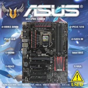 기존 Asus B85-PRO 게이머 데스크탑 마더보드 B85 소켓 LGA 1150 i7 i5 i3 DDR3 32G SATA3 USB3.0 ATX 100%