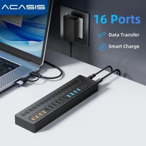 Acasis USB-C 분배기 16 포트 키보드 마우스 프린터용 USB 익스텐더 Macbook Pro용 Type-C 허브