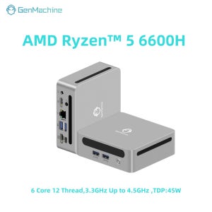 AMD 라이젠 5 6600H, 6코어 12스레드, 3.3GHz 최대 4.5GHz, TDP:45W DDR5 16G 6400Mhz WIFI6 미니 PC 게이머 DIY 게이밍 컴퓨터