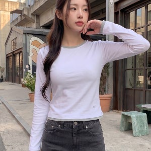행텐 여성 레이어드 롱슬리브 티셔츠_오프화이트