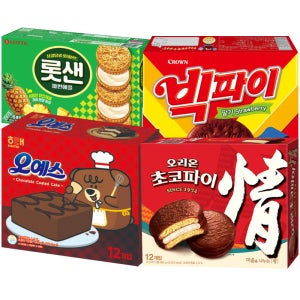 인기과자4종 초코파이 468g+오예스 360g+롯샌파인애플315g+빅파이324g