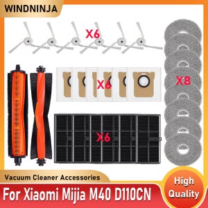 Xiaomi Mijia M40 D110CN 로봇 진공 예비 부품 메인 사이드 브러시 Hepa 필터 걸레 천 먼지 봉투 교체 액세서리