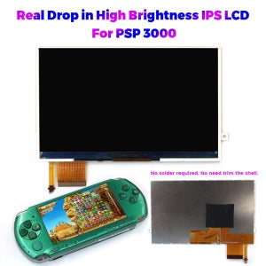 HISPEEDIDO 새로운 IPS LCD 스크린 PSP3000 게임 콘솔용 백라이트 스크린 LCD 디스플레이 고휘도 무납땜