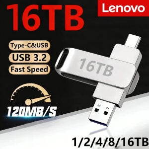 레노버 플래시 드라이브 16TB 2TB USB 3.2 U 디스크 고속 메탈 펜드라이브 방수 타입-C 메모리아 USB 스틱 USB 드라이브 샤오미용