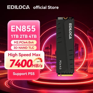 에디로카 EN855 SSD SLC 캐시 및 DRAM, 히트싱크 포함, 7400MB/s PCIe Gen4.0 NVMe M.2 SSD 내장형 솔리드 스테이트 드라이브 (PS5 및 PC