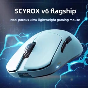 SCYROX 비다공성 무선 마우스, 빠른 응답, Pixart 3950 하이 퀄리티, 8K 리시버, 8KHz 웹 드라이버, 40g, 750IPS, V6