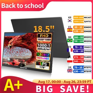 HGFRTEE 18.5인치 휴대용 모니터 120Hz RGB100%(VESA 홀 및 후면 브래킷 포함) 노트북 확장 디스플레이 ADS-IPS HDR 스크린