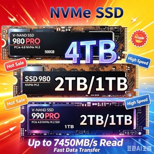 빠른 속도의 7400MB/s PCIe4.0 NVMe M.2 SSD 980Pro 990Pro 정품 솔리드 스테이트 드라이브 1/2/4TB 용량 노트북 및 데스크탑 PC용 저장장치