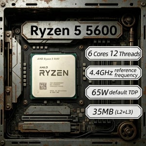 AMD Ryzen5 5600 3.5GHz 6코어 12스레드 언락 CPU 소켓 AM4, e스포츠 게이밍 PC 및 렌더링 워크스테이션용 강력한 칩