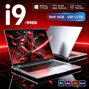 인텔 코어 i9-9900 15.6인치 FHD 1080P 슬림 메탈 게이밍 노트북 32GB DDR4 RAM 2TB M.2 SSD 윈도우 11 프로 지문인식 백라이트
