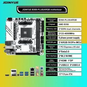 JGINYUE AMD AM4 ITX 마더보드는 Ryzen R3 R5 R7 R9 1/2/3/4/5 시리즈 CPU DDR4 RAM 데스크탑 PC PCI-E 3.0 B350i PLUS 