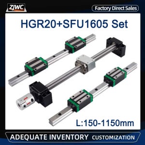 2개 HGR20 리니어 가이드 + 4개 HGH20CA HGW20CC 블록 캐리지 + 1세트 볼 스크류 SFU1605 RM1605 볼스크류 키트 (CNC 부품용)