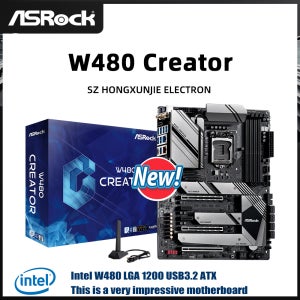 ASRock W480 Creator 마더보드 Intel W480 LGA1200 Xeon W-1200 및 10세대 코어 ECC DDR4 PCIe4.0 Thunderbolt3 10G 