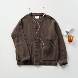 Daily Fine Wool Cardigan (Brown)