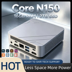 인텔 N150 컴팩트 미니 PC 16GB DDR4 512GB NVMe SSD 트리플 4K 디스플레이 포트 WiFi6 BT5.2 저소음 사무실/가정용 프로 컴퓨터