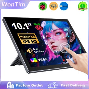 10.1인치 라즈베리 파이 5 4/3/B/B+/A+ 모니터 1280x800 IPS 5포인트 정전식 터치스크린 드라이브 프리 HDMI 디스플레이(윈도우 7/8/10용)
