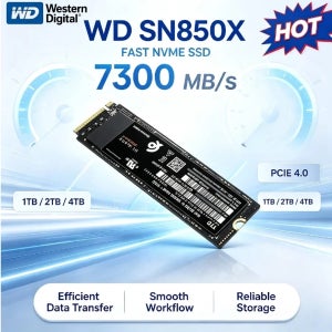 WD 웨스턴 디지털 SN850X M.2 2280 NVMe 내장형 솔리드 스테이트 디스크 2/4TB PCIe 4.0 SSD 내장 하드 드라이브 (노트북, 데스크탑, PS5용)