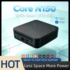 인텔 N150 컴팩트 미니 PC 16GB DDR4 512GB NVMe SSD 트리플 4K 디스플레이 포트 WiFi6 BT5.2 저소음 사무실/가정용 프로 컴퓨터