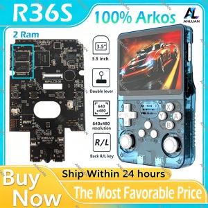 R36S 정품 레트로 휴대용 게임기 오픈 소스 ARKOS 시스템 3.5인치 화면 64G/128G 에뮬레이터 홀 이펙트 키즈 무선 게임패드