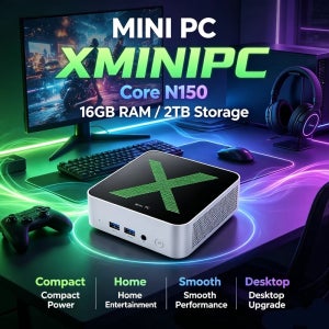 X 미니 PC 코어 N150 윈도우11｜32GB 램 2TB SSD WiFi6 BT5.2 4K UHD 휴대용 워크스테이션 게임 스트리밍 영상 편집
