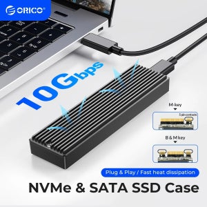 ORICO SSD 케이스 NVMe USB C타입 2 세대, 10Gbps PCIe SSD 케이스, M2 SATA NGFF 5Gbps, M.2 NVME 인클로저 디스크 박스 M.2 S