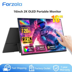 FORZOLA OLED 휴대용 게이밍 모니터 16인치 2048x1280 16:10 120Hz 100%sRGB 400Cd/m² Mac 노트북 PC 게임 콘솔용 여행용 스크린