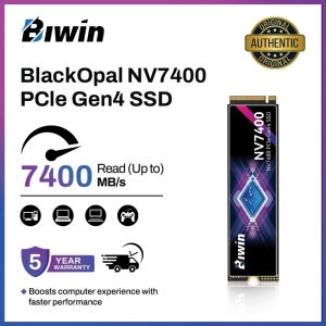 BIWIN 블랙 오팔 NV7400 PCIe 4.0 NVMe SSD, 최대 7450MB/s M.2 2280 내장형 솔리드 스테이트 드라이브, 데스크탑, 노트북용 5년 보증