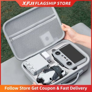 DJI 미니 4 프로와 호환되는 XFJI 휴대용 케이스, 미니 4 프로 RC2/RC-N2 드론 액세서리에 적합한 PU 가죽 여행용 핸드백