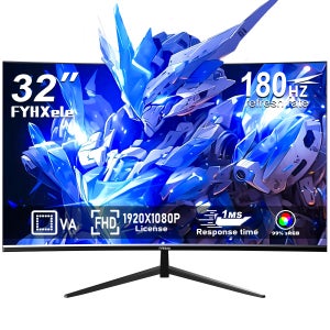 FYHXele 32인치 커브드 모니터 180Hz 1ms 데스크탑 PC LCD FHD 컴퓨터 디스플레이 게이밍 VA 패널 스크린 1080P 데스크탑 디스플레이
