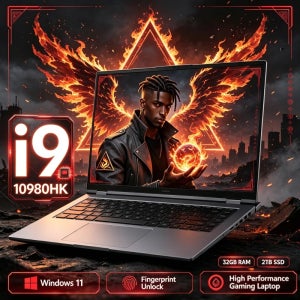 i9-10980HK 32GB 램 2TB NVMe 윈도우 11 프로 RGB 백라이트 키보드 지문인식 휴대용 비즈니스 학생용 노트북 PC