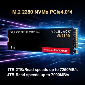 웨스턴 디지털 블랙 SN7100 NVMe SSD M.2 2280 PCIe 4.0 1TB 2TB 4TB 내장 SSD 게이밍 솔리드 스테이트 드라이브 (PS5, 노트북용)