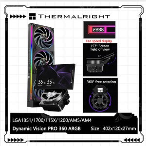 써멀라이트 다이나믹 비전 프로 360 ARGB 올인원 수냉식 라디에이터, 5.5인치 자유 회전 스크린/LGA1851/1700/AM5 지원