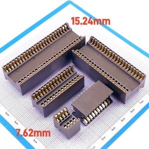 2개입 번인 소켓 DIP 2.54mm 피치 6 8 12 14 16 18 20 24 28 32 40 48 핀 금도금 IC 테스트 소켓 관통형 듀얼 로우