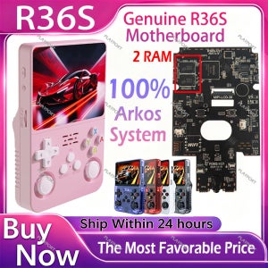R36S 오픈 소스 레트로 휴대용 게임기 아르코스 시스템 3.5인치 화면 휴대용 홀 이펙트 에뮬레이터 무선 게임패드 64/128GB