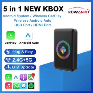 안드로이드 14 4+64G 무선 CarPlay Ai 박스 코완킷 스마트 5 in 1 HDMI 플러그 앤 플레이 안드로이드 오토 카 TV 박스 넷플릭스 유튜브 2026 지원