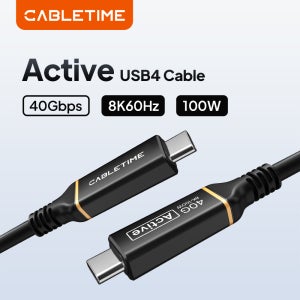 CABLETIME 액티브 USB4 케이블 8K60Hz 40Gbps 100W 3M 초장거리 3M 초고속 데이터 전송 알루미늄 쉘(전화 태블릿 모니터용)