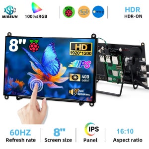 8인치 터치스크린 모니터 1920x1200 60Hz 16:10 IPS 디스플레이 HDMI 타입-C 디스플레이 (라즈베리 파이5 4B+ 산업용 CCTV DIY 학생용)