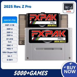 최신 FXPAK Rev. Z 버전 프로 1200 in 1 SNES 16비트 비디오 게임 콘솔용(16G 카드 포함) 사이클론 칩용 선물
